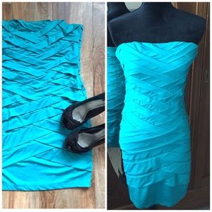 Xxi Boutique Turquoise Strapless Dress